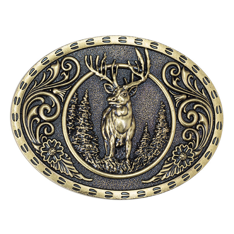 Deer leather buckle Western cowboy motorcycle riding belt buckle