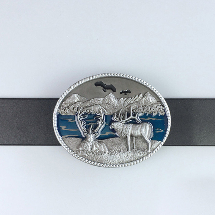 New Original Vintage Deer Wild Life Western Oval Belt Buckle