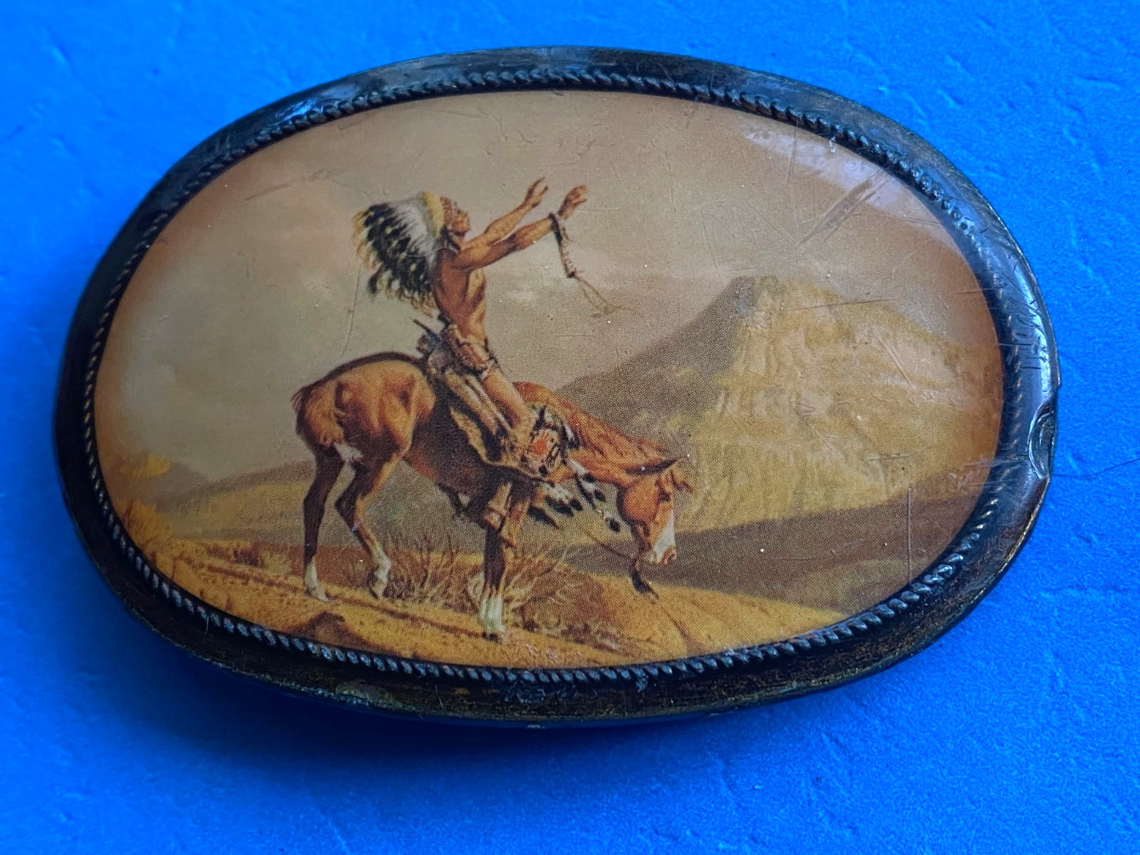 Early Pacifica Belt Buckle The Prayer Of Native American Chief By Frank McCarthy