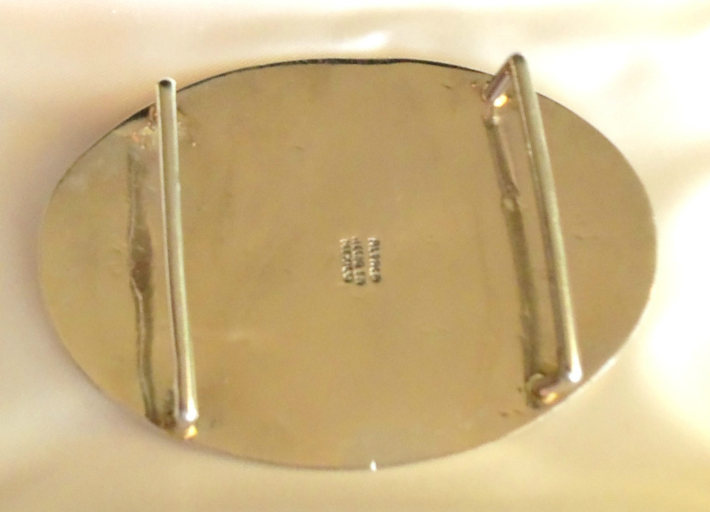 MEXICO Signed ABALONE MOTHER OF PEARL OVAL BELT BUCKLE VINTAGE