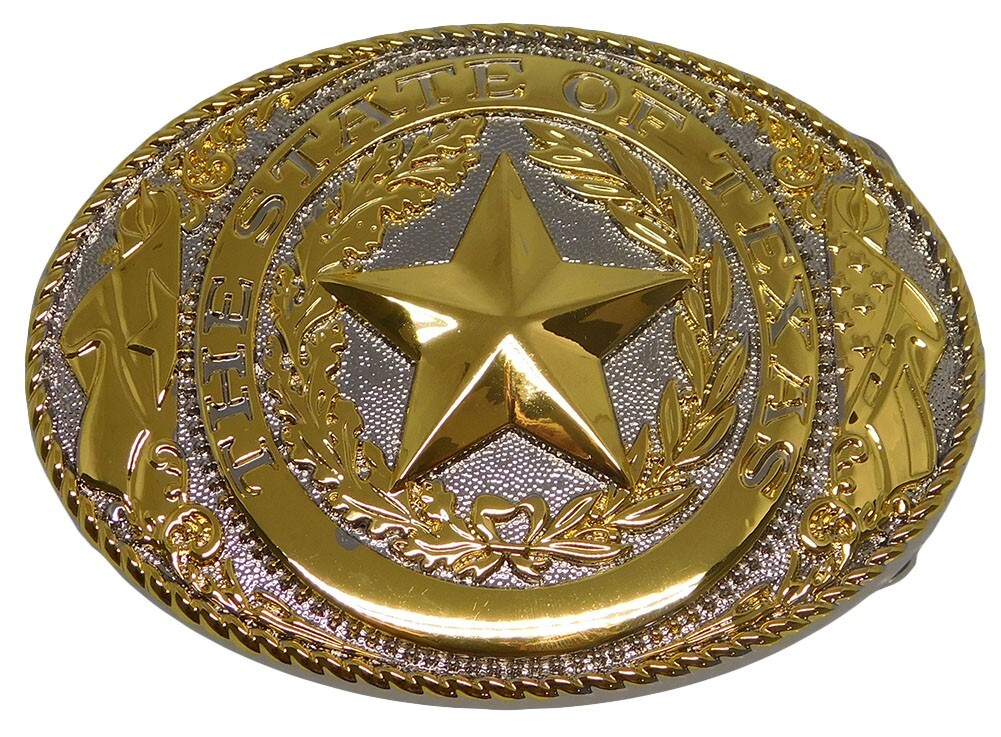 The State of Texas Star Golden Belt Buckle
