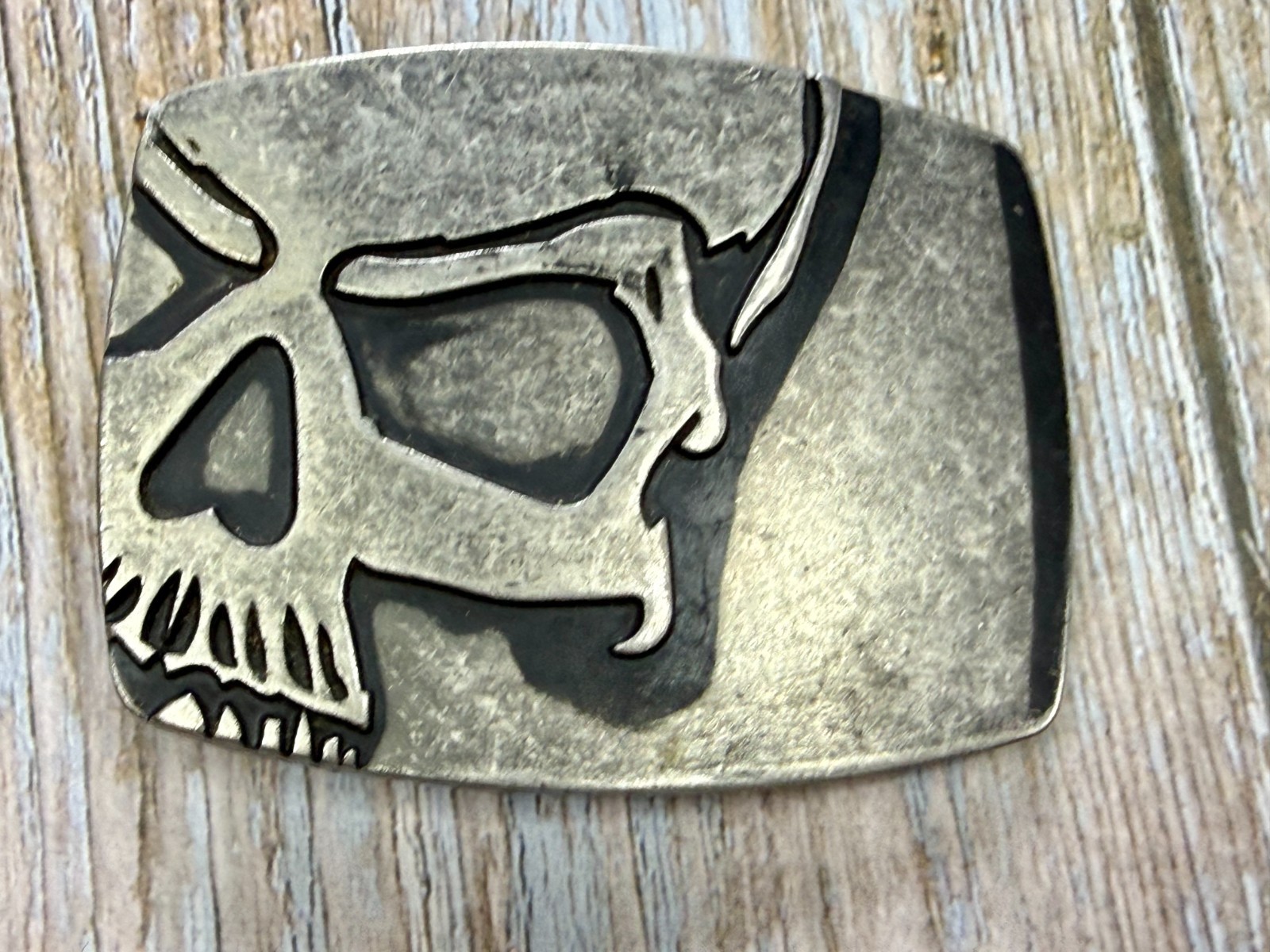 Creepy Skull Engraved Halloween Cosplay Gothic Punk Silver Color Belt Buckle