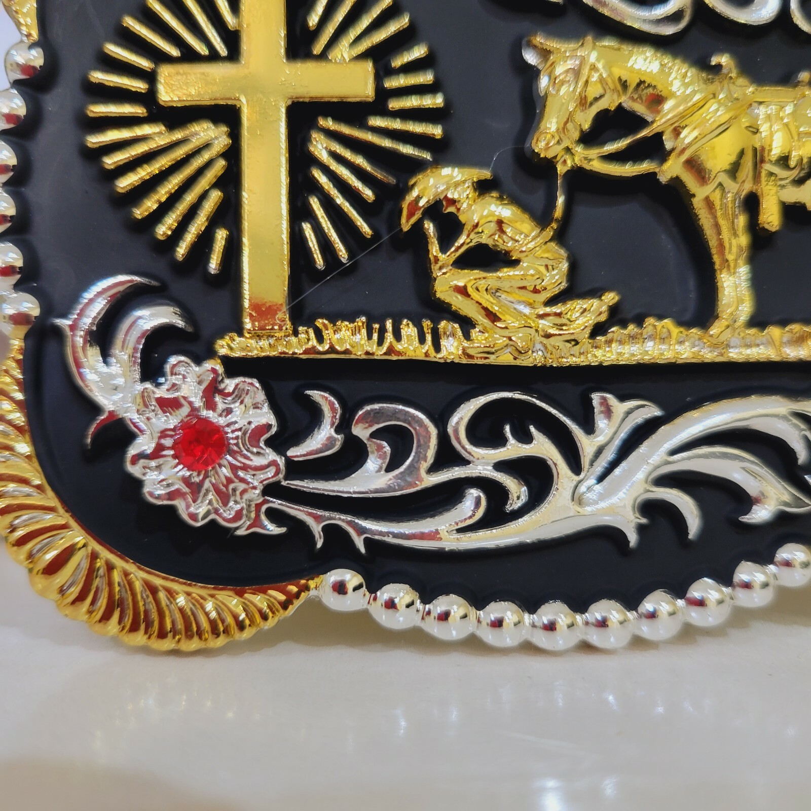 Praying Cowboy belt buckle Western Horse Cross Rodeo Zinc alloy colorful