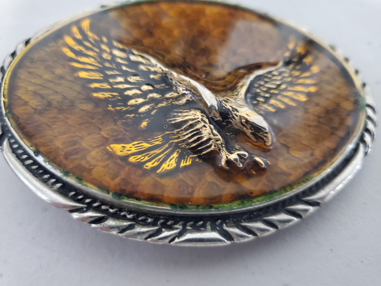 VINTAGE GOLDEN EAGLE OVAL BELT BUCKLE MADE IN USA DIAMONDBACK RATTLER