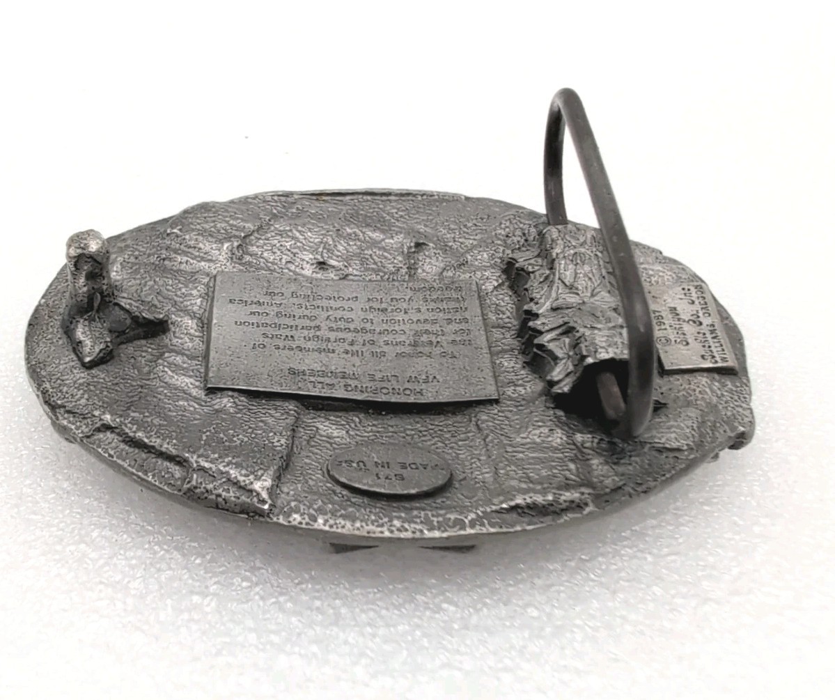 1987 VFW Belt Buckle Siskiyou Veterans of Foreign Wars USA Life Member Vintage