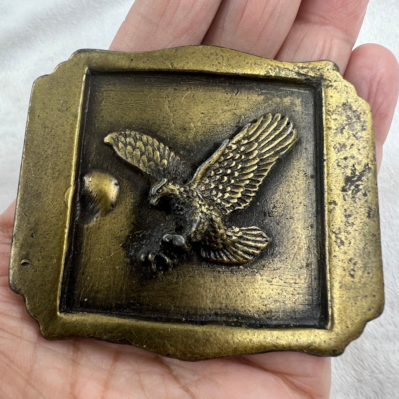 Vintage Solid Brass Eagle Belt Buckle Western Americana Biker Heavy Cast 4.06 oz