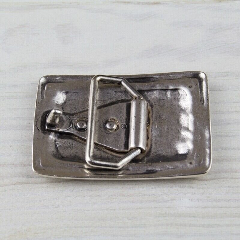 Antique Silver Industrial Grid Belt Buckle Rectangular Modern Mens Design
