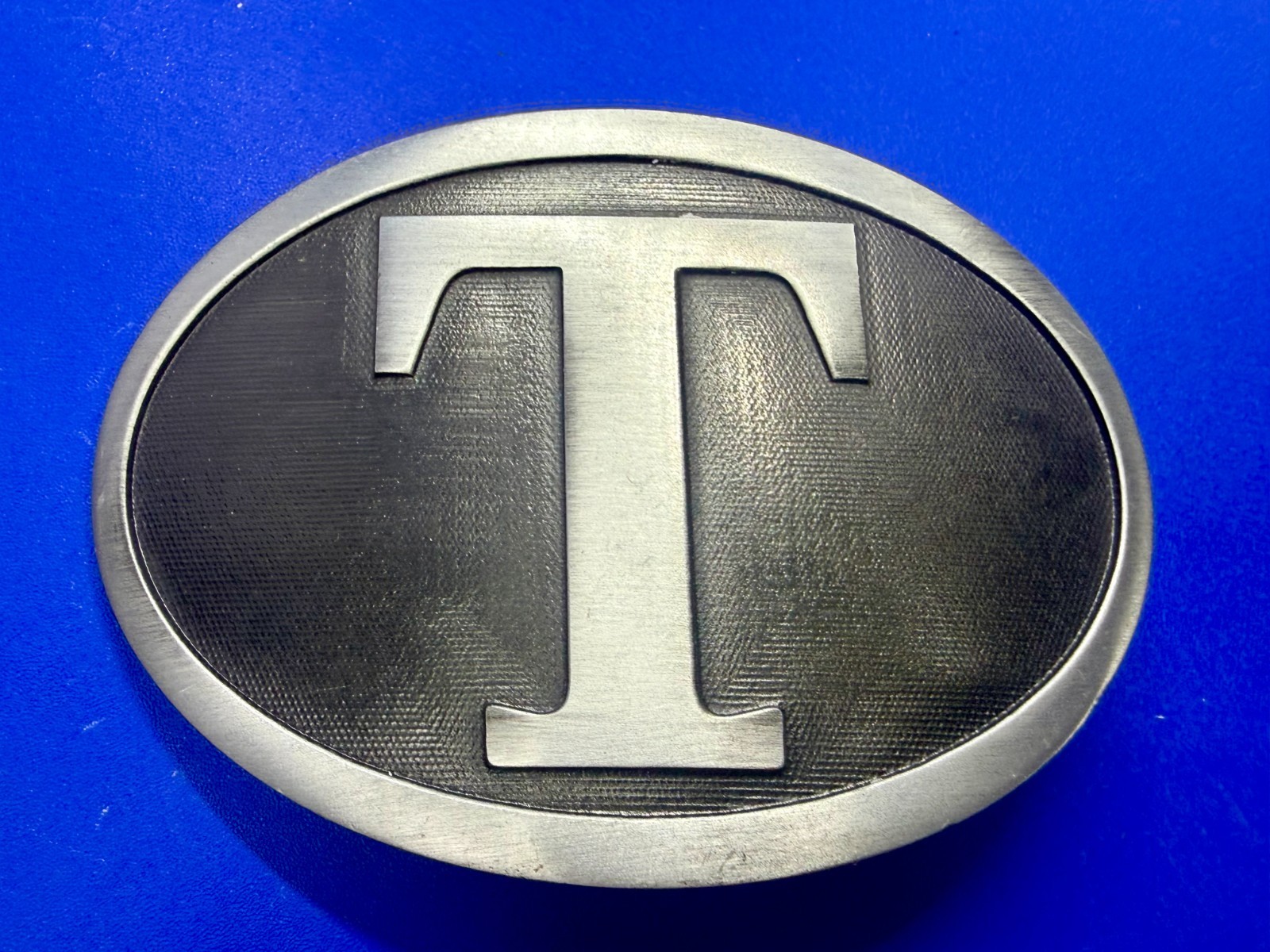 Initial Block Letter T Montana Silversmiths RARE Grey & Black Color Belt Buckle