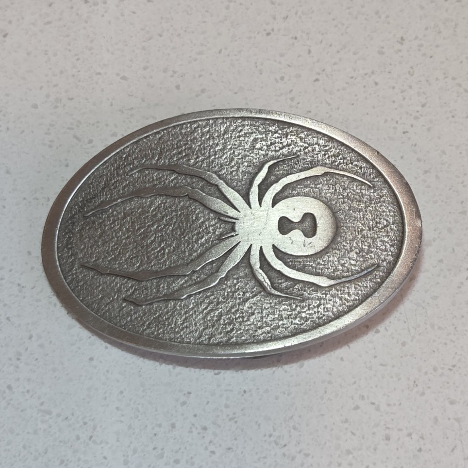 Silver Oval black widow Spider Belt Buckle Metal