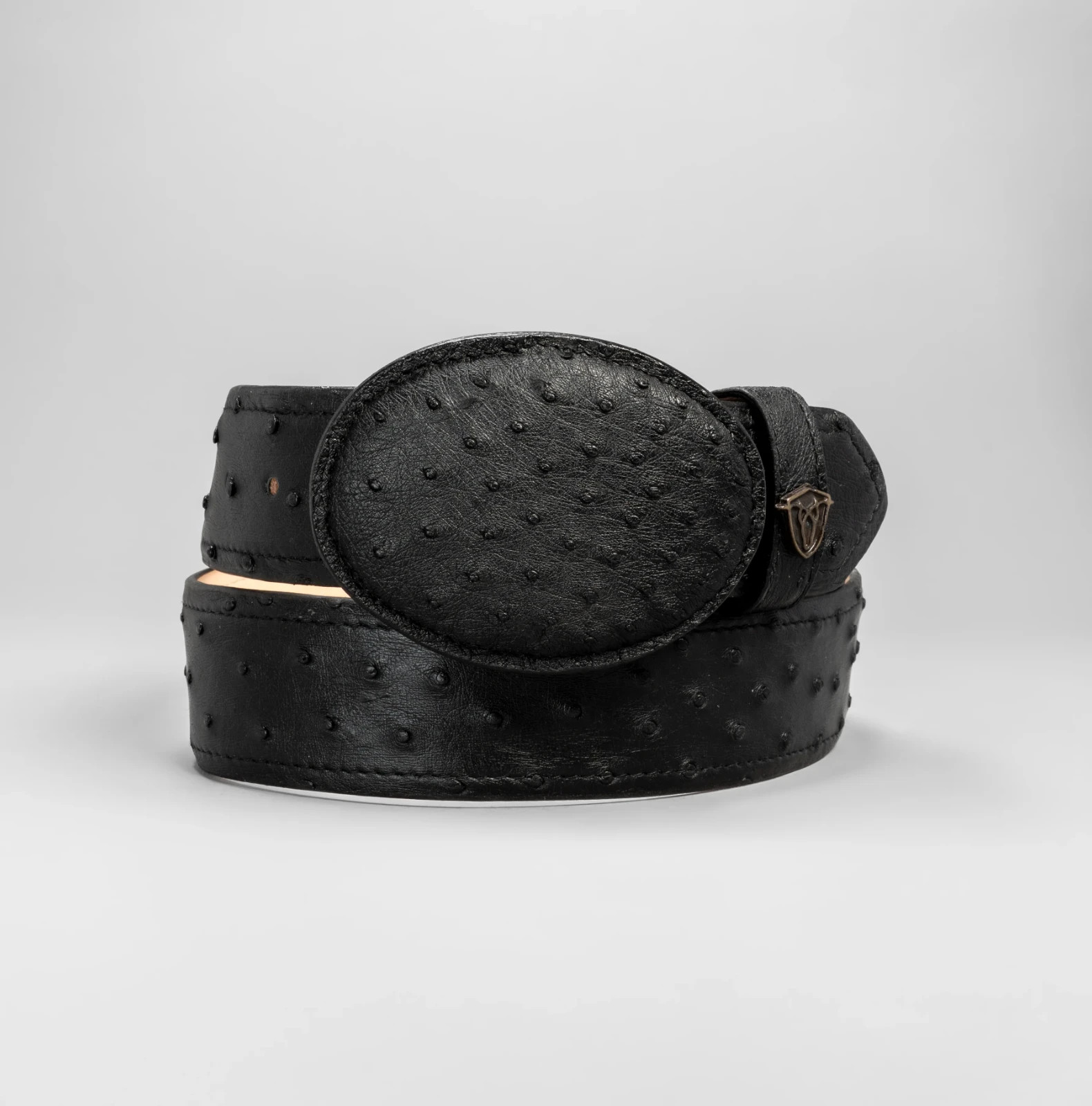 Men’s Ostrich Original Exotic Leather Cowboy Belt 1.5&Prime; Oval Buckle