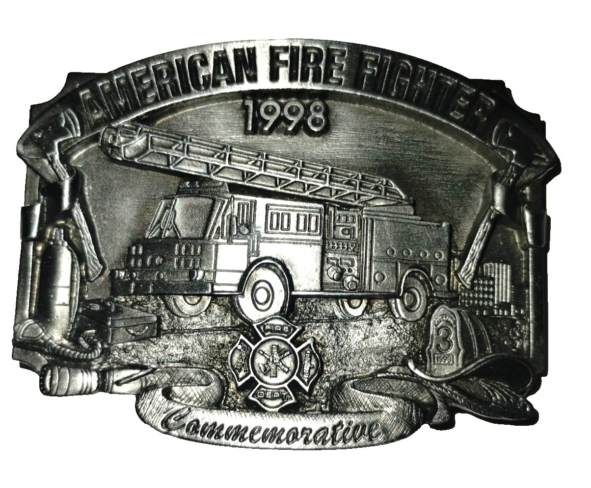 Firefighter Belt Buckle Pewter Siskiyou 1998-63/5000 Low Rare # Commemorative