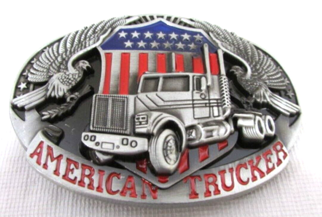 American Trucker Eagle and Diesel Belt Buckle