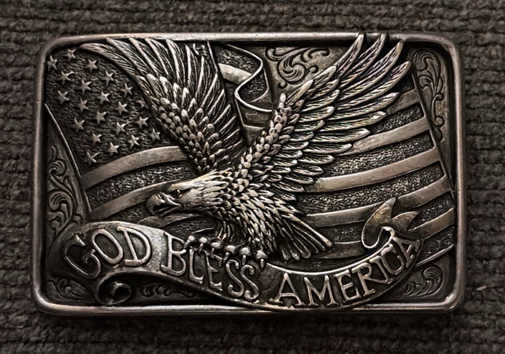 Nocona God Bless America Buckle American Flag Belt Buckle 37015 NEW