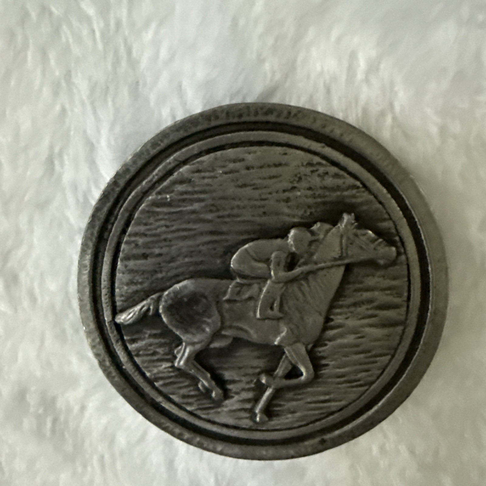 Vintage Round Horse and Rider Belt Buckle 2.5in HTF