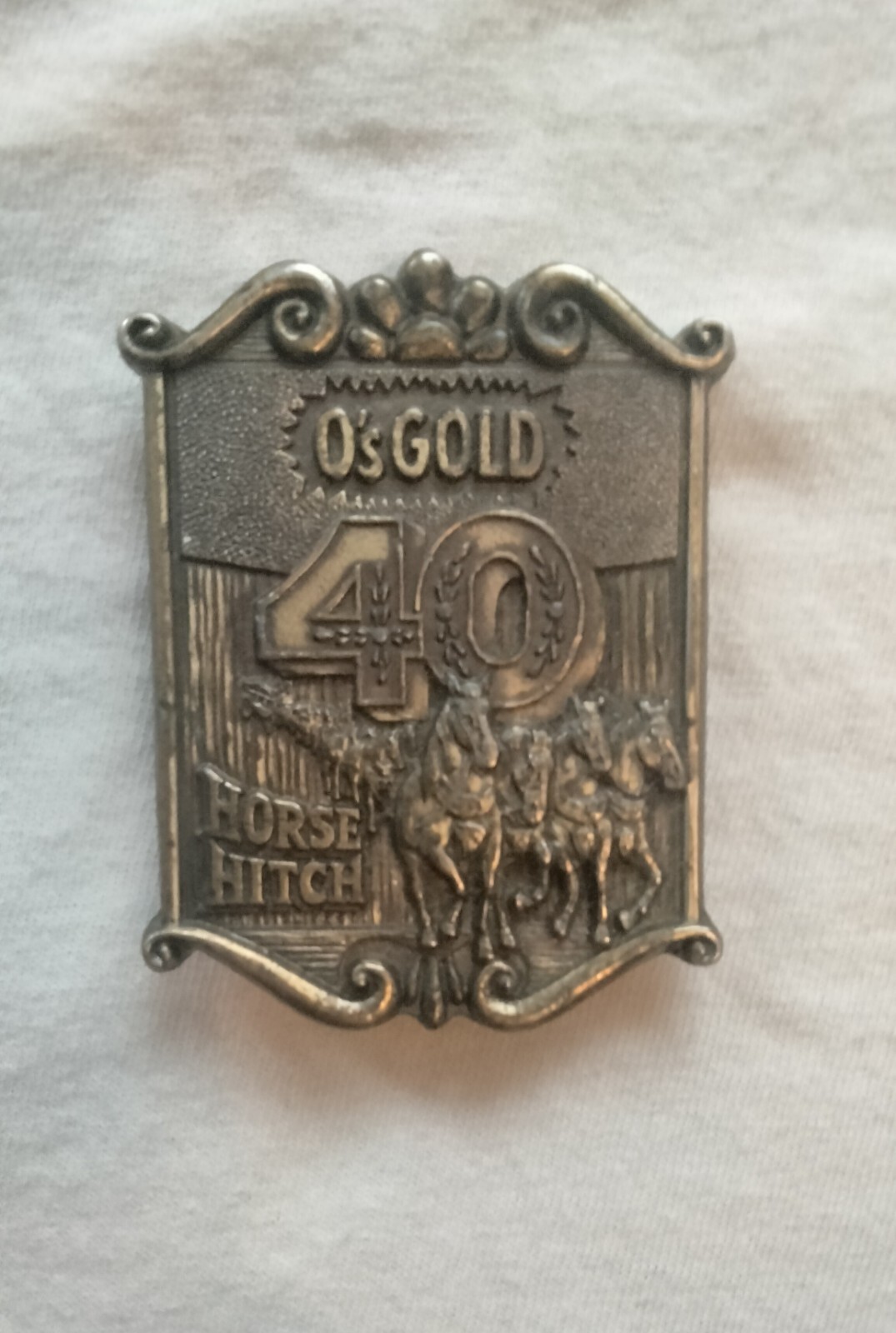 2 Vintage Belt Buckles One Schlitz 40 Horse And A O&rsquo;s Gold 40 Horse Hitch…