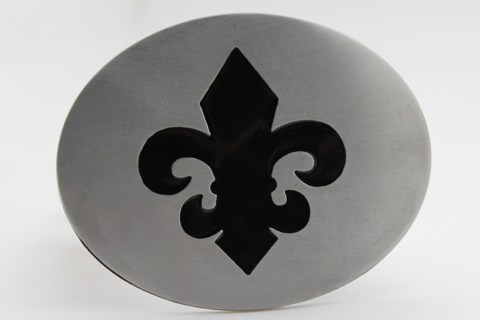 Women Men Belt Buckle Silver Metal Bling Black Fleur De Lis Iris France Flower