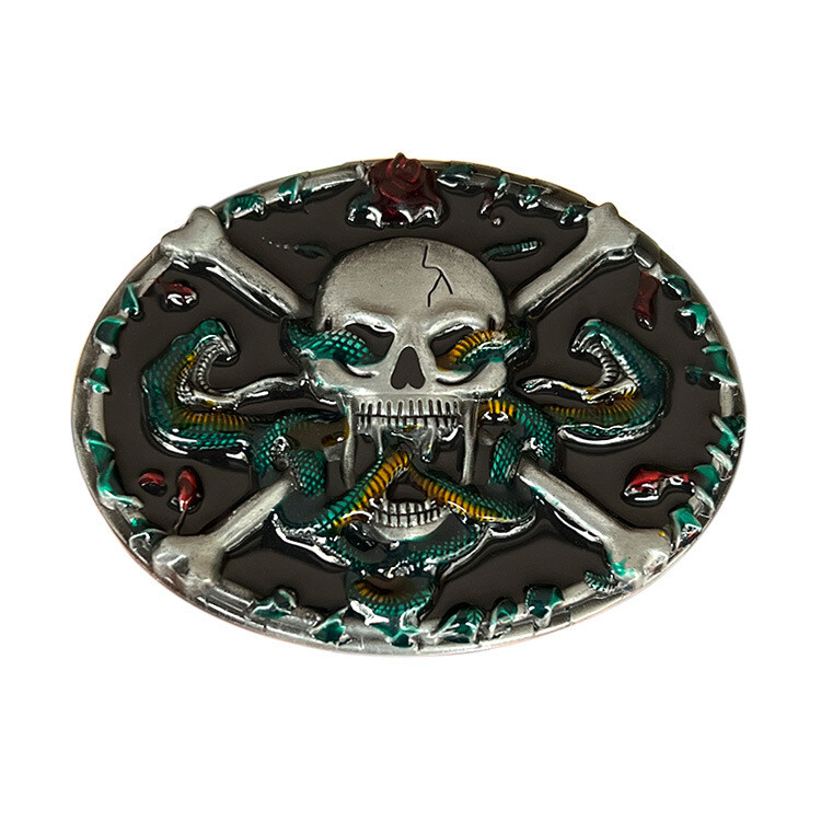 Skull Scalp Buckle Men&rsquo;s Western Cowboy Motorcycle Riding