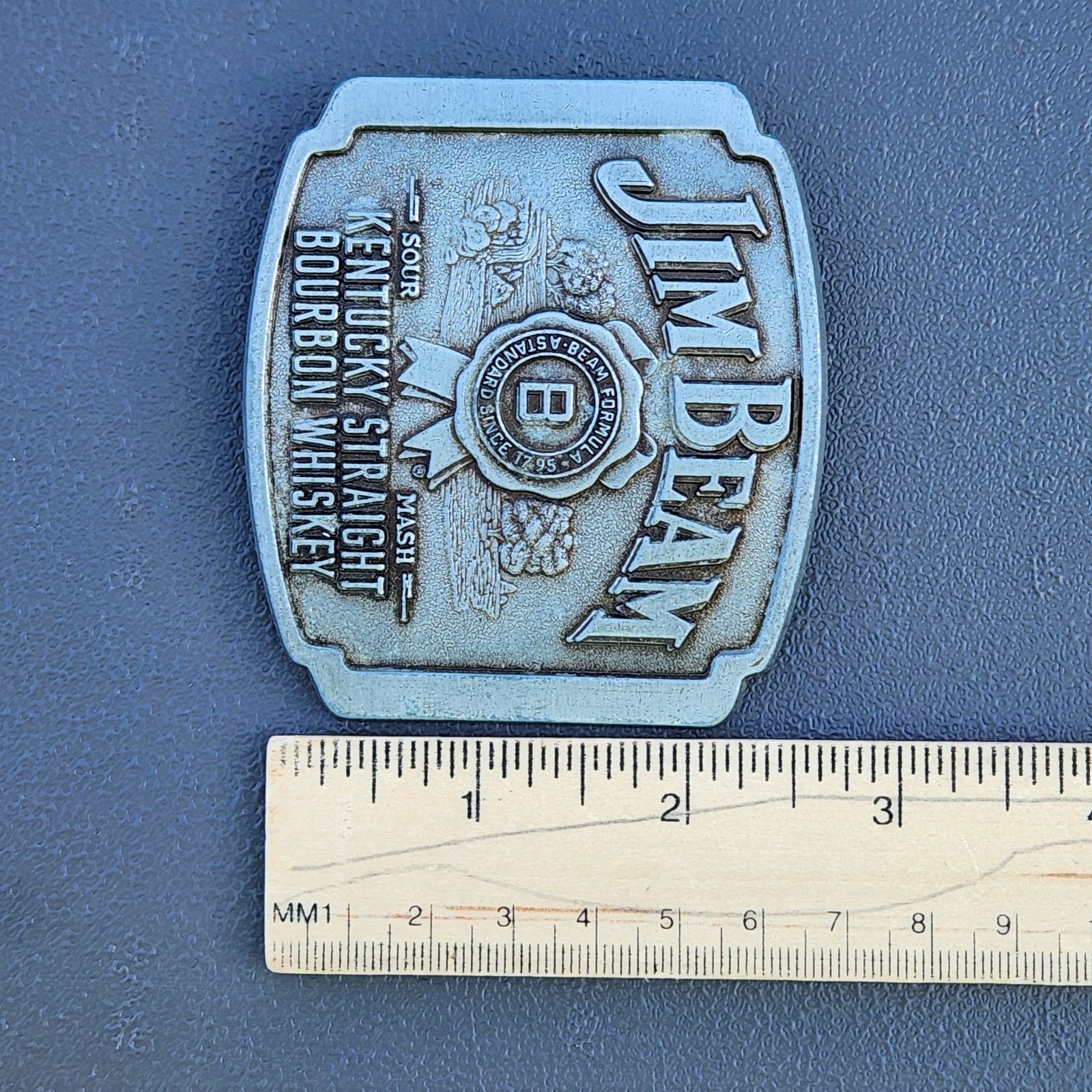 Vintage Jim Beam Kentucky Straight Bourbon Whiskey Belt Buckle