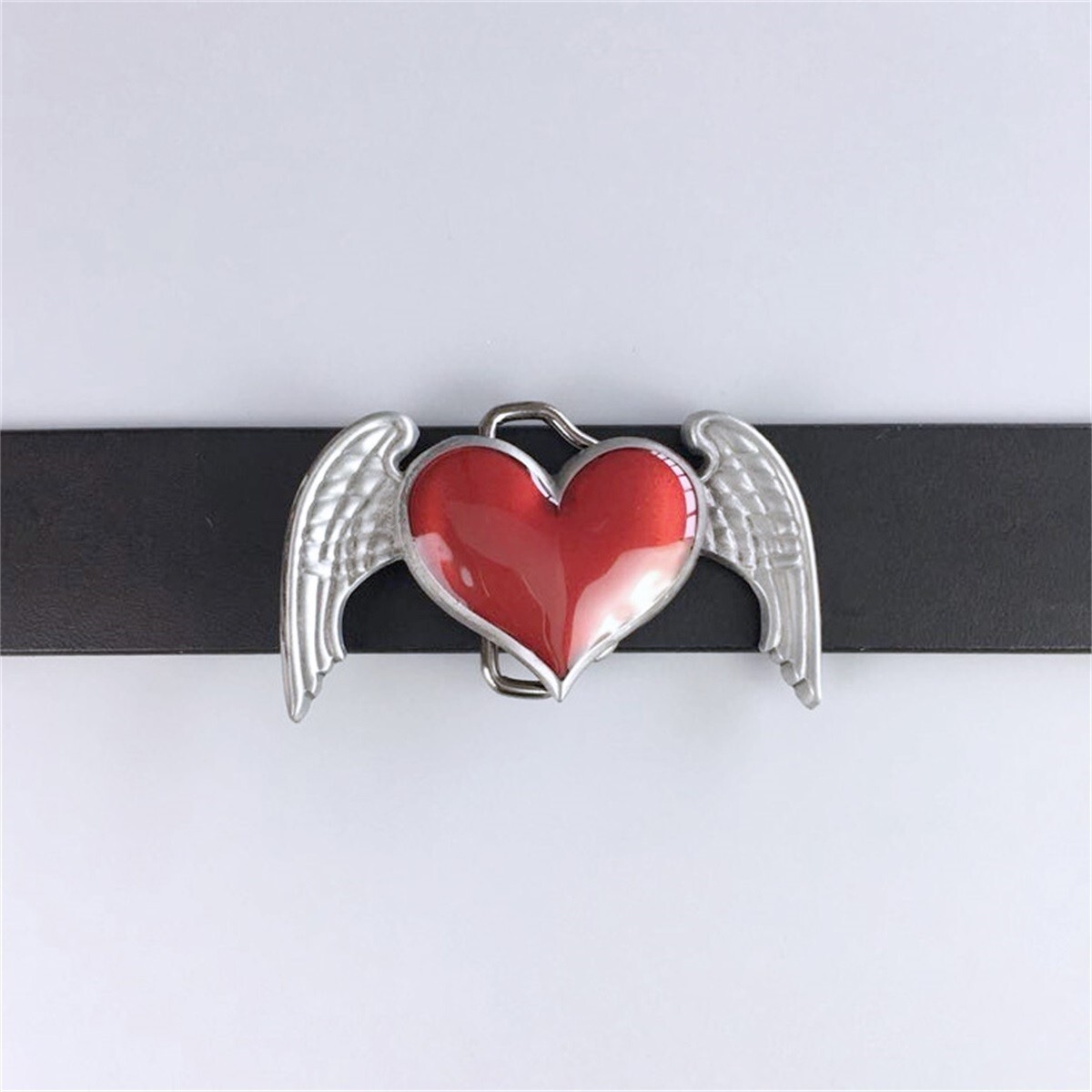 Vintage Enamel Heart Angel Wings Gurtelschnalle Boucle de ceinture