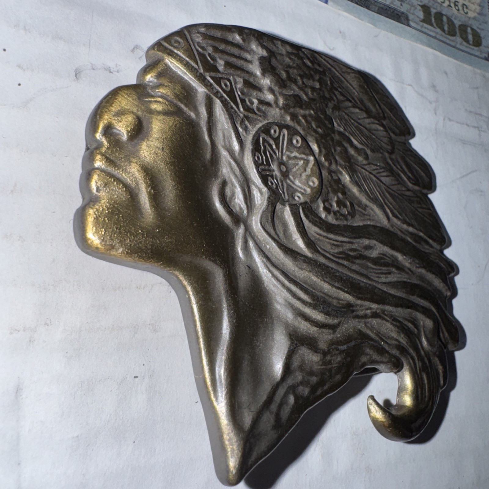 Old Indian Chief Head Vintage Rare Old Belt Buckle Free-shipping
