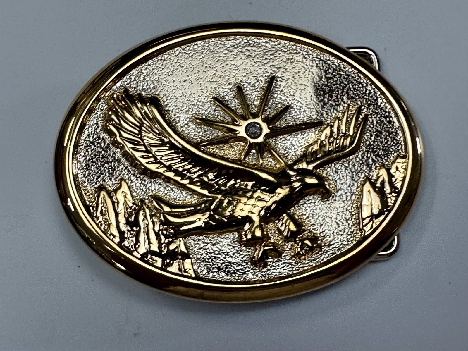 Majestic American Eagle Flying Wings Wide W/ Starburst Two Tone NOS Belt Buckle