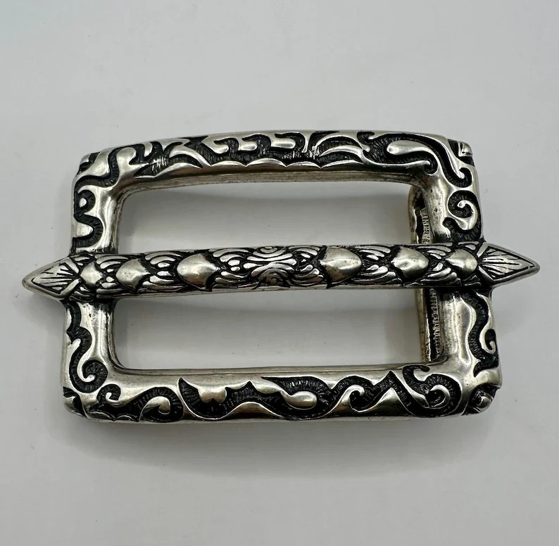Rectangular Embellished Antique Brass Style Belt Buckle for Leather Belt West