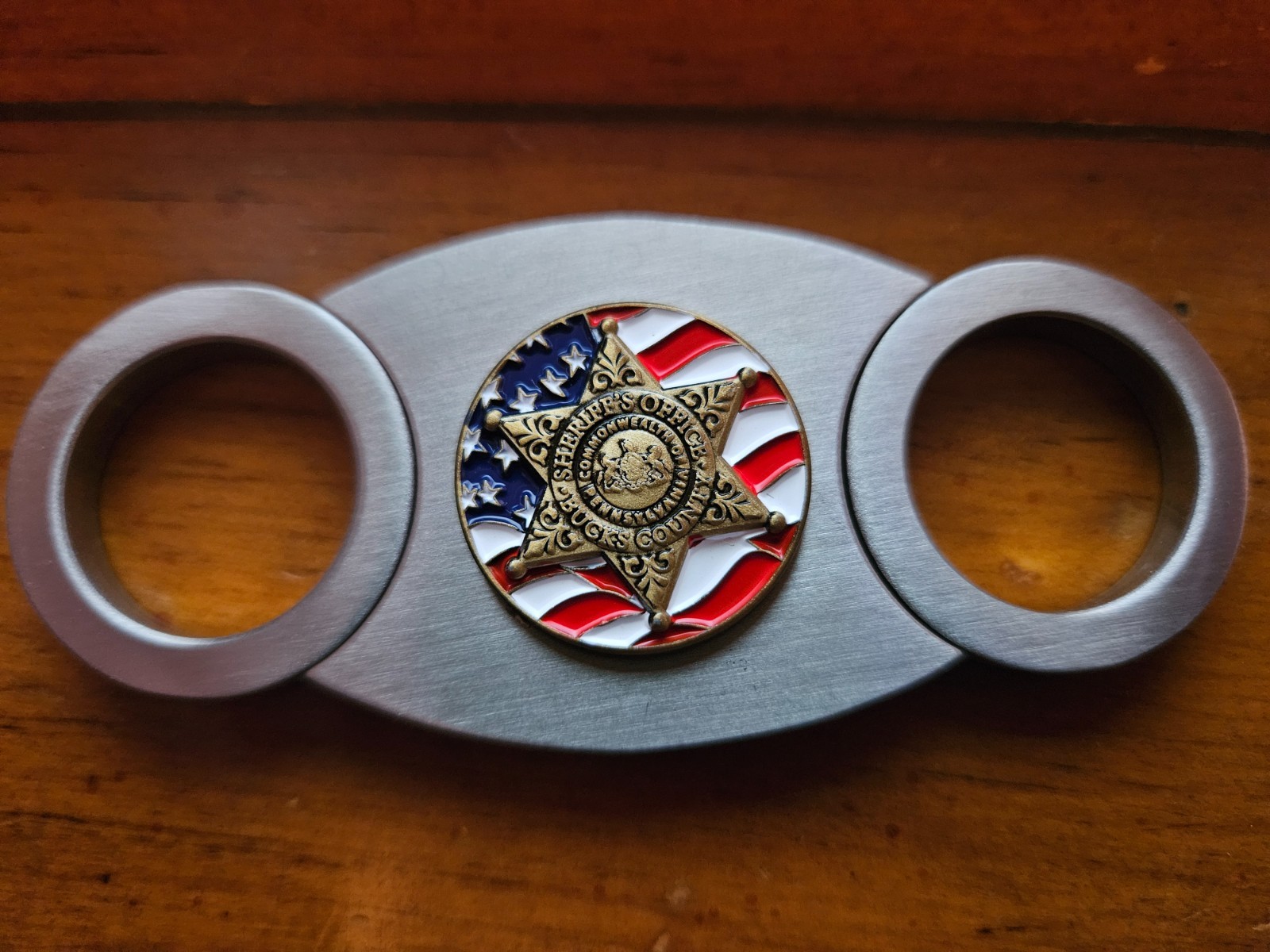 Deputy Sheriff Bucks County Badge Belt Buckle and cigar cutter (Challenge coin)