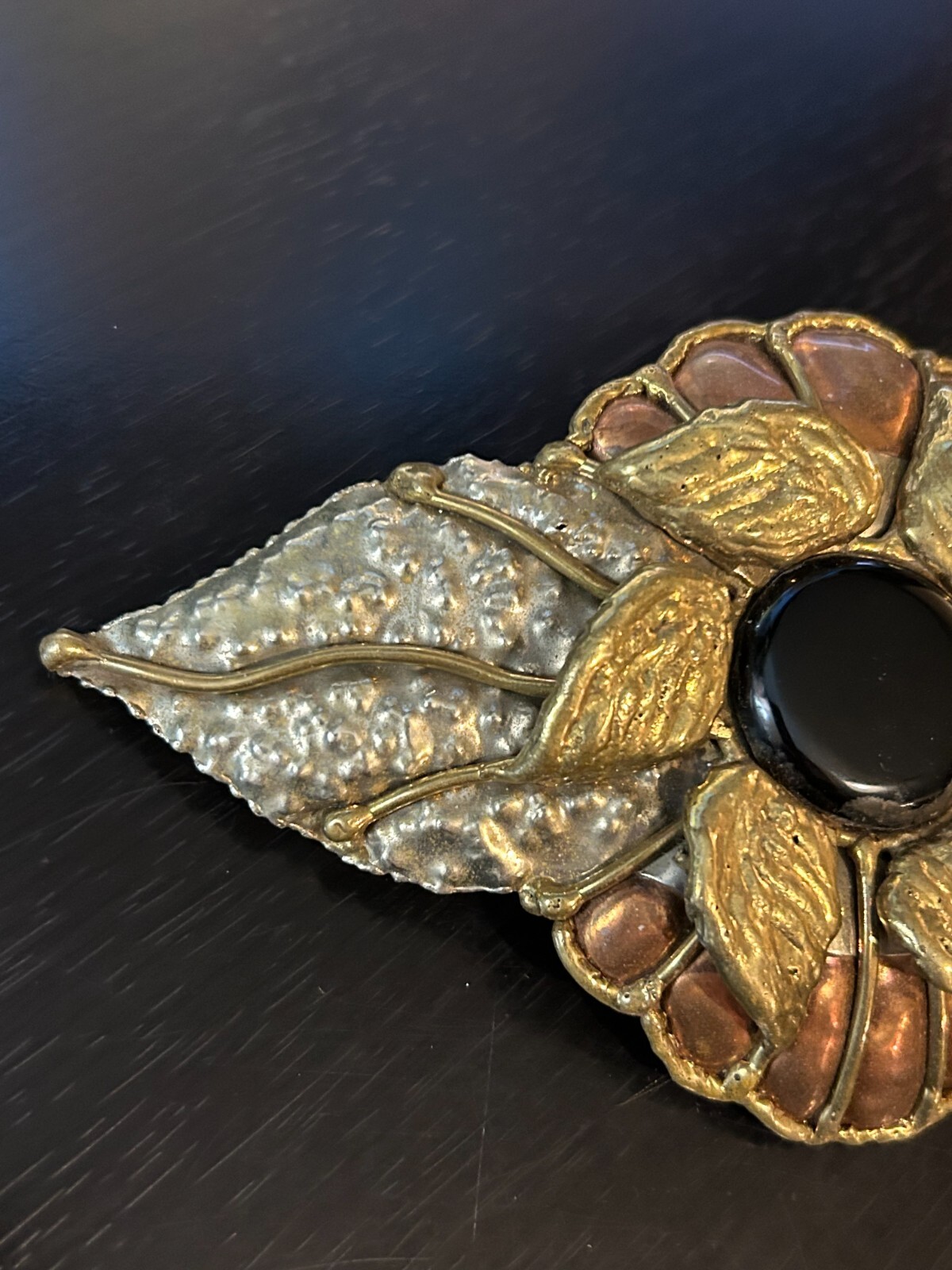 Vintage Collectible Art Deco Two Tone Metal Large Belt Buckle
