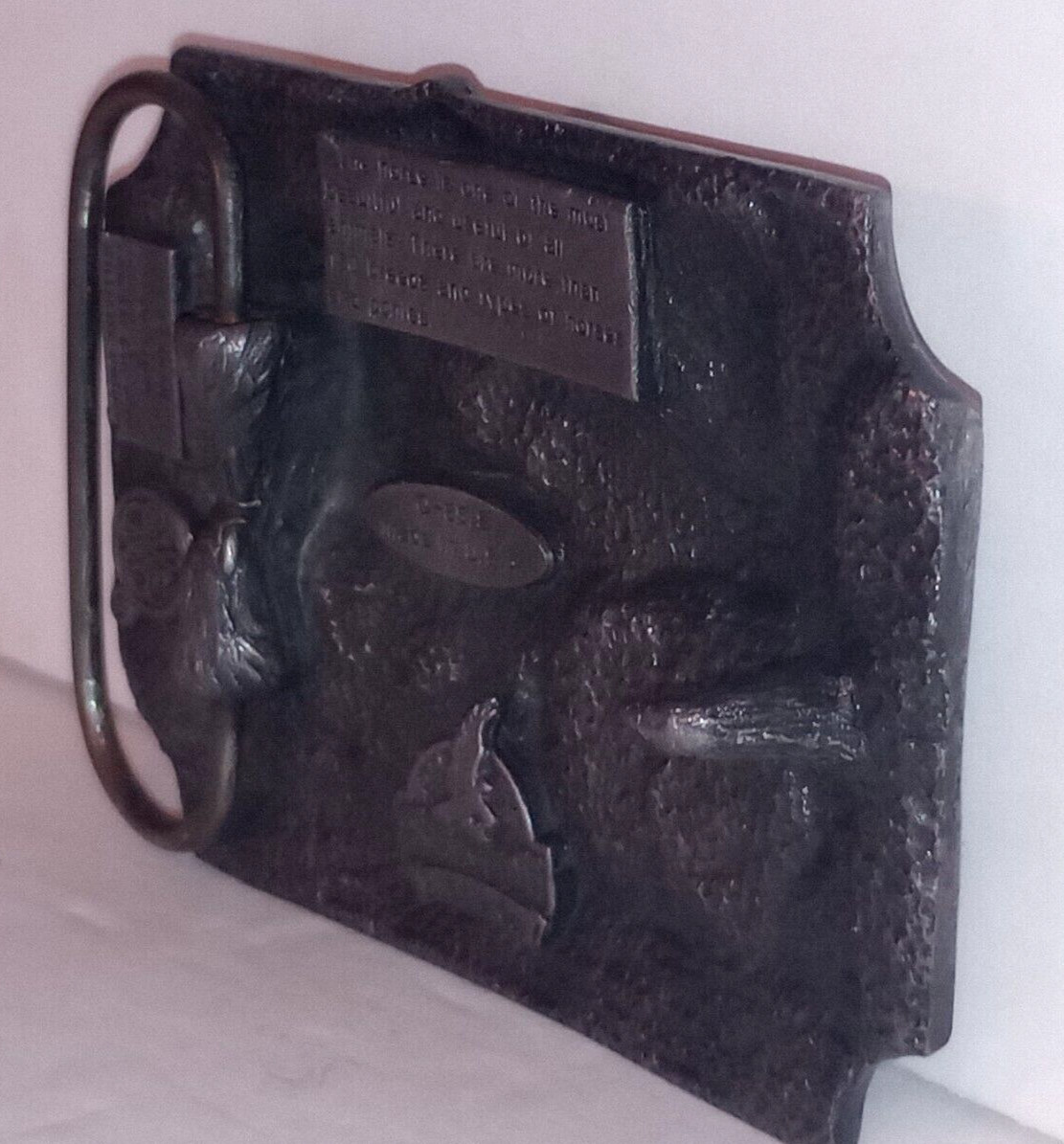 Vintage Siskiyou 1989 Western Belt Buckle Q-85 / S 3 Dimensional Horses USA Made