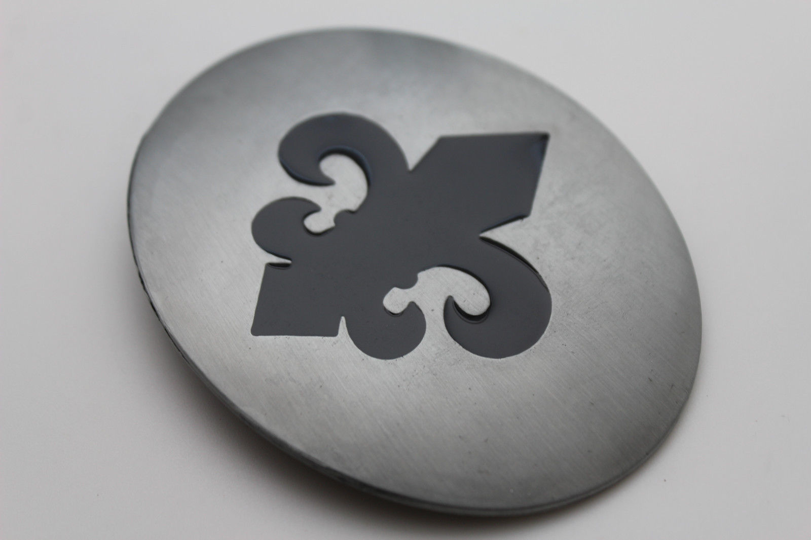 Women Men Belt Buckle Silver Metal Bling Black Fleur De Lis Iris France Flower