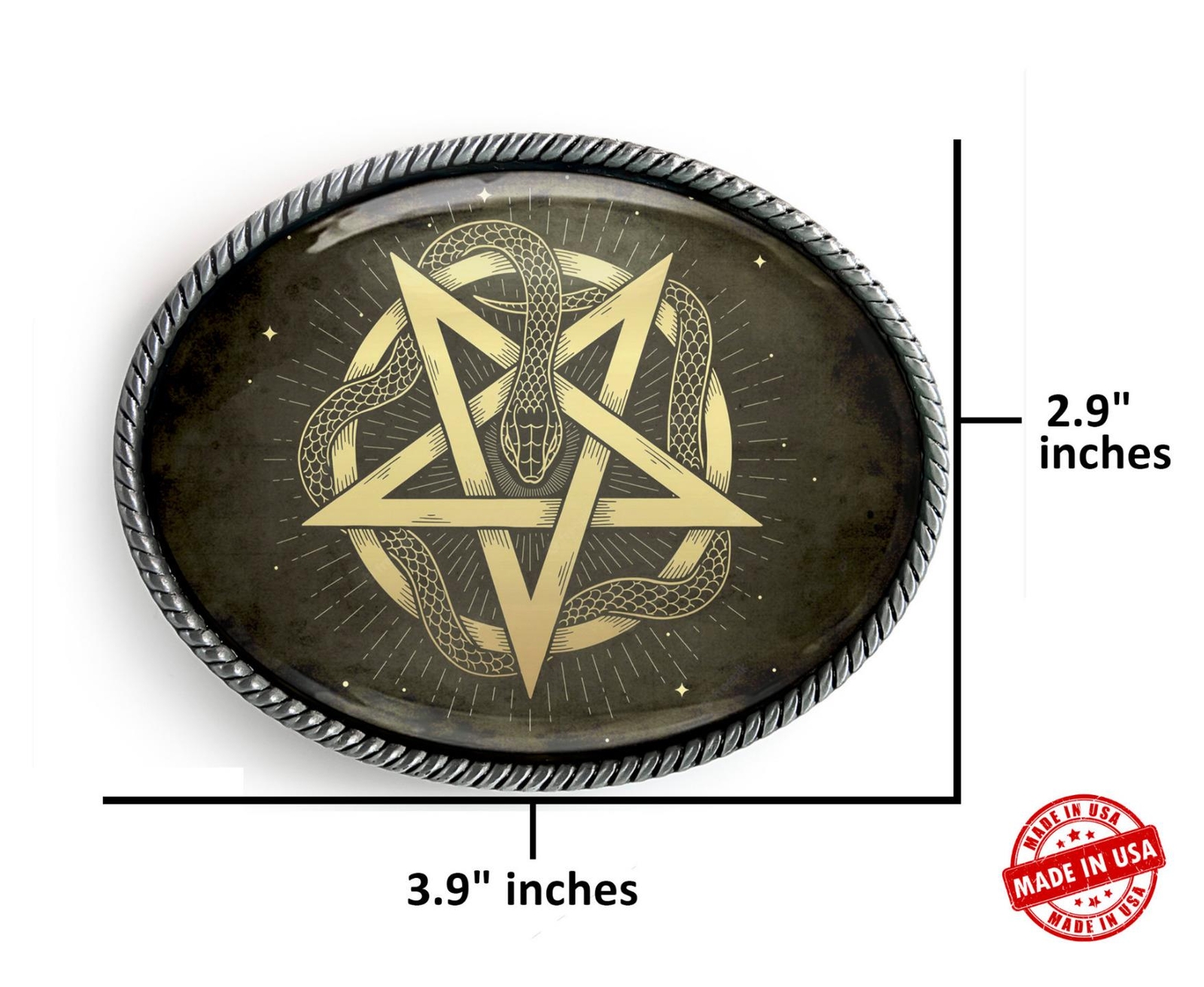 Snake Pentagram Belt Buckle – Ancient Esoteric Symbol Witchcraft Buckle – 617-SO