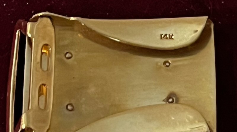 Men&rsquo;s 14K Solid Yellow Gold Belt Buckle, Has Block Monogram, 25.1 grams