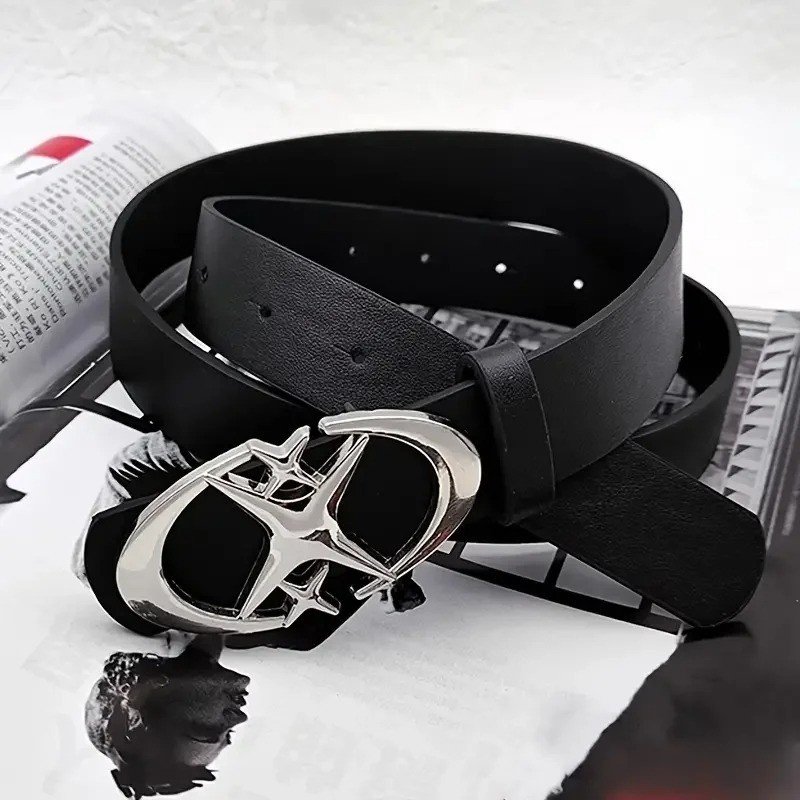 Stylish Oval Cross Buckle Belt Durable Simple Unisex Fashion Belt for Men Women