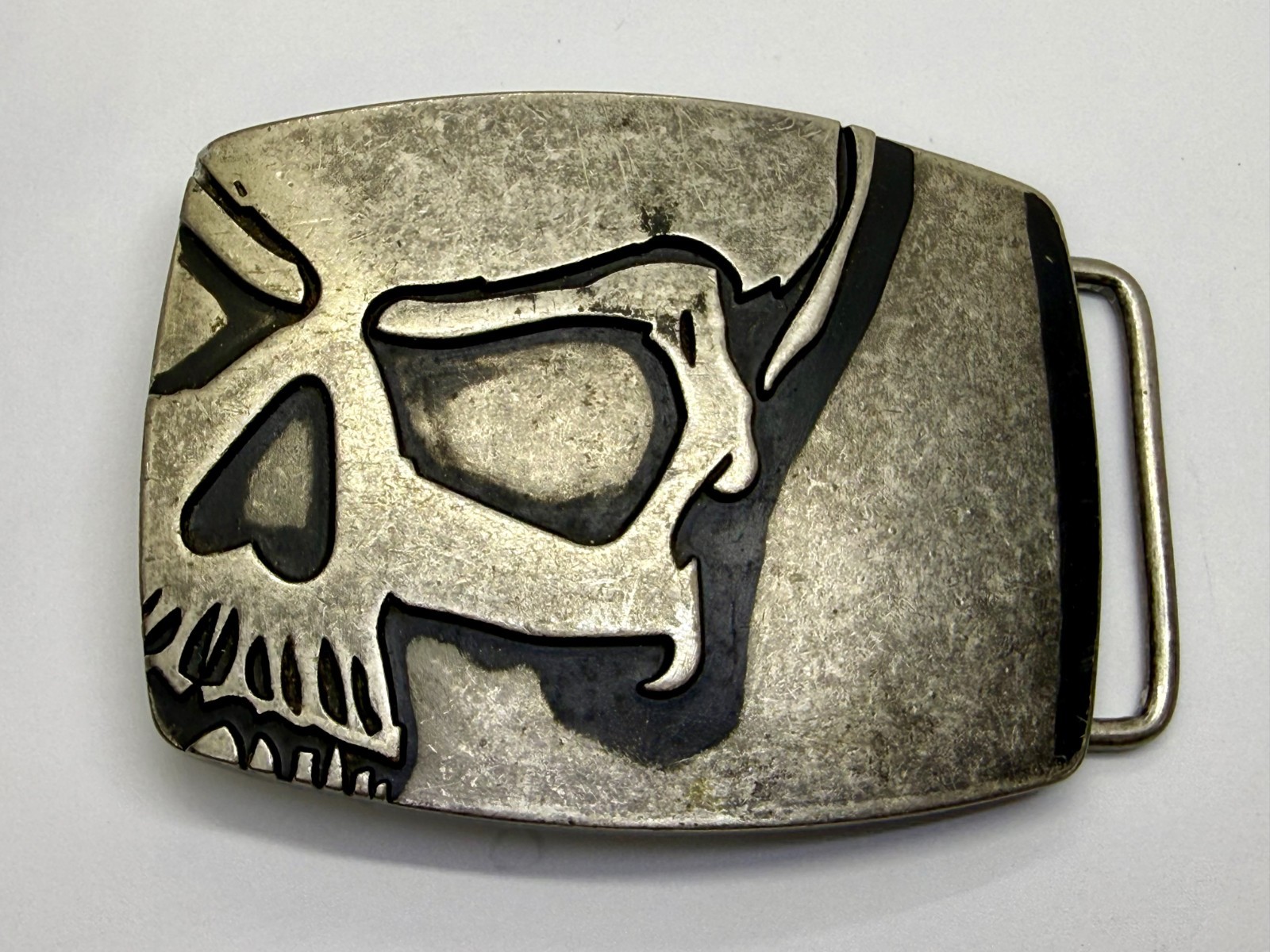 Creepy Skull Engraved Halloween Cosplay Gothic Punk Silver Color Belt Buckle