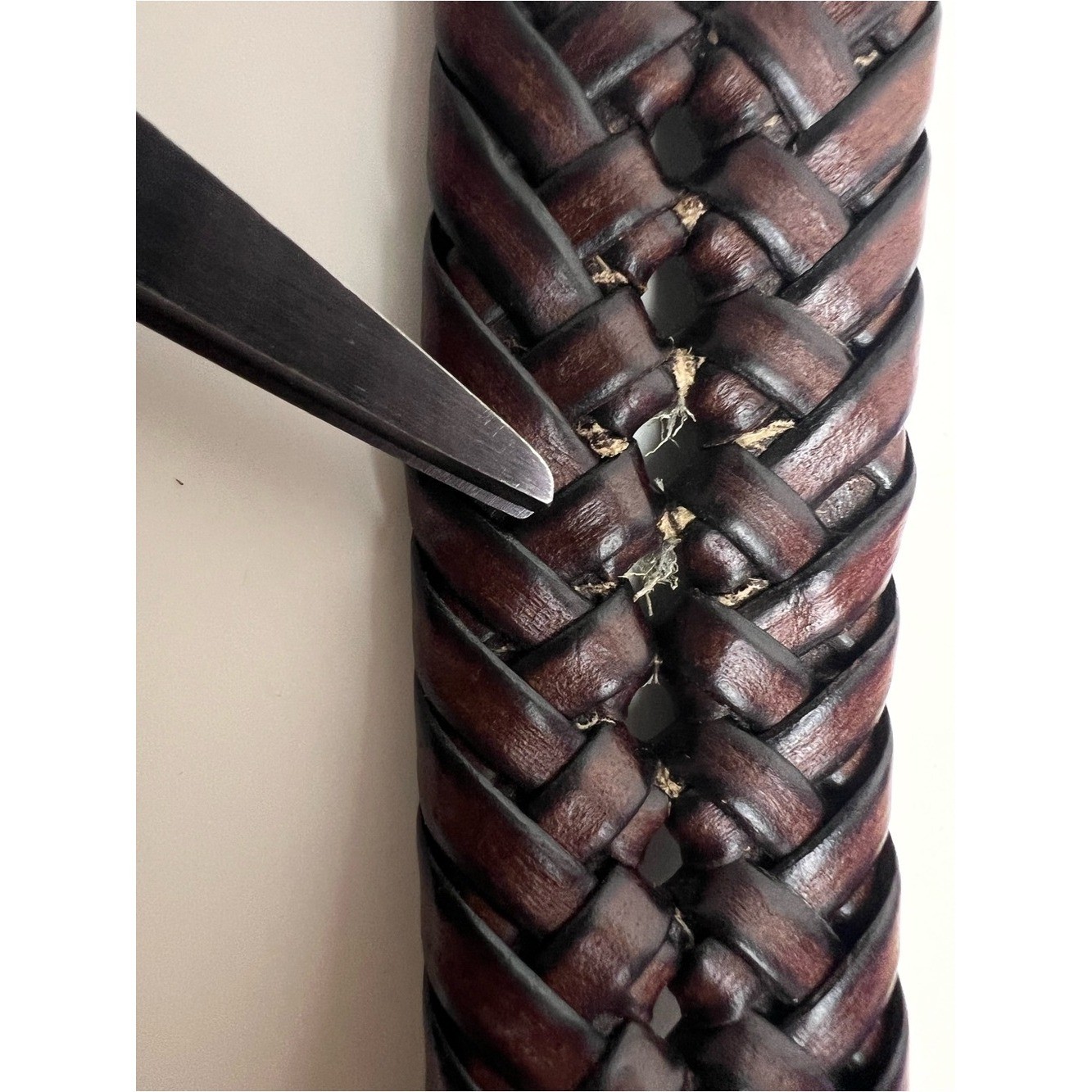 ALD Woven Braided Brown Leather Belt Gold Buckle Preppy Equestrian 48 Old Money
