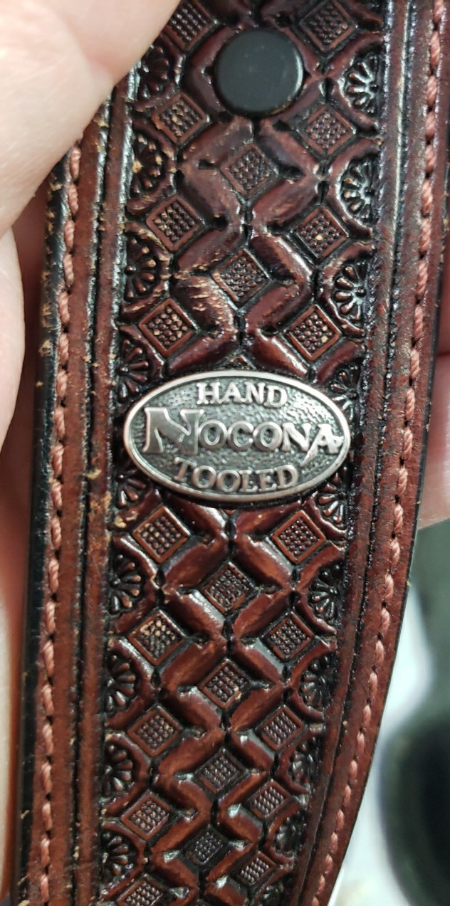 US Airforce Military Belt Buckle Nocona Hand Tooled Leather Belt Gift READ 34