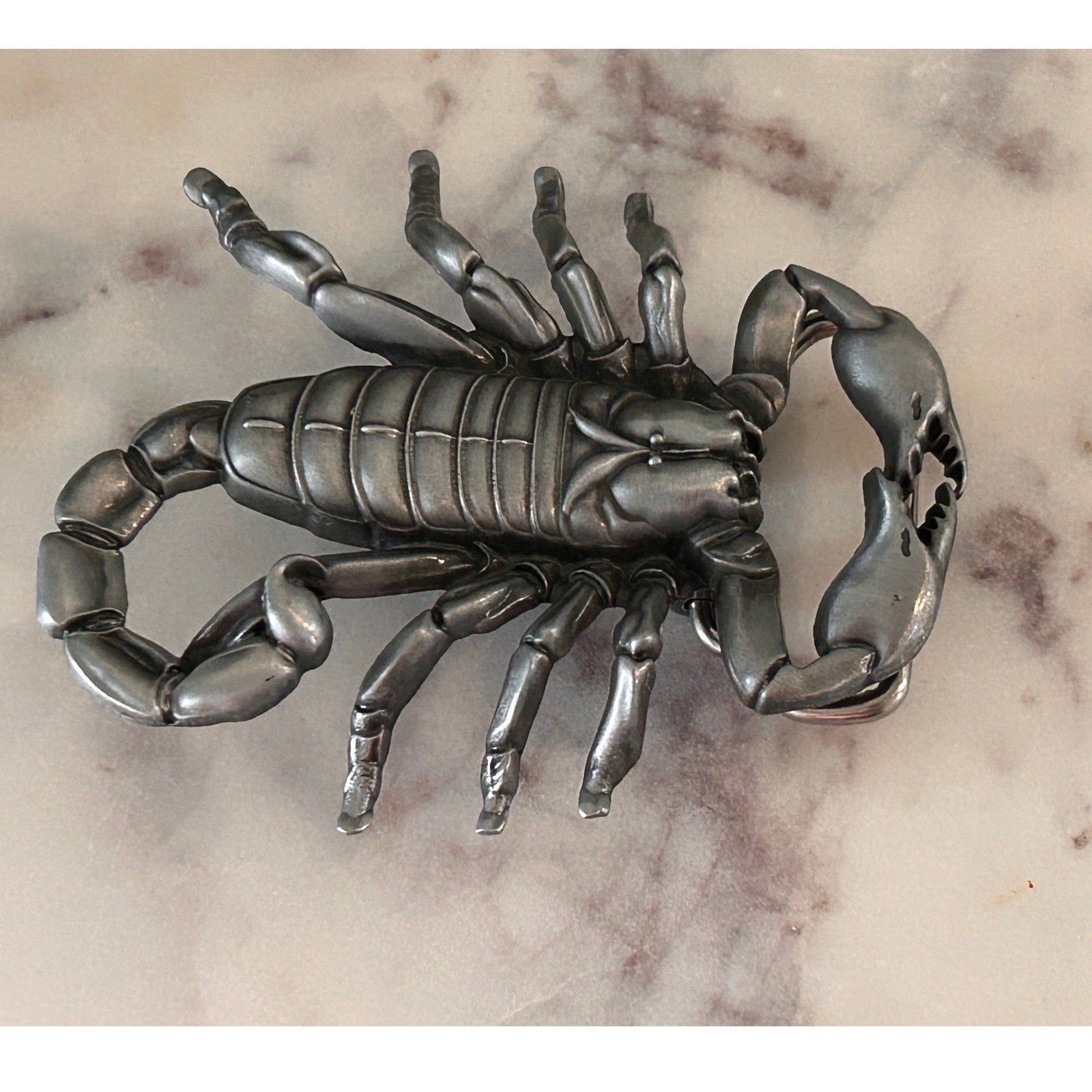 Fun Buckles Vintage Scorpion Belt Buckle Pewter Tone 3D Metal Biker Western 4in