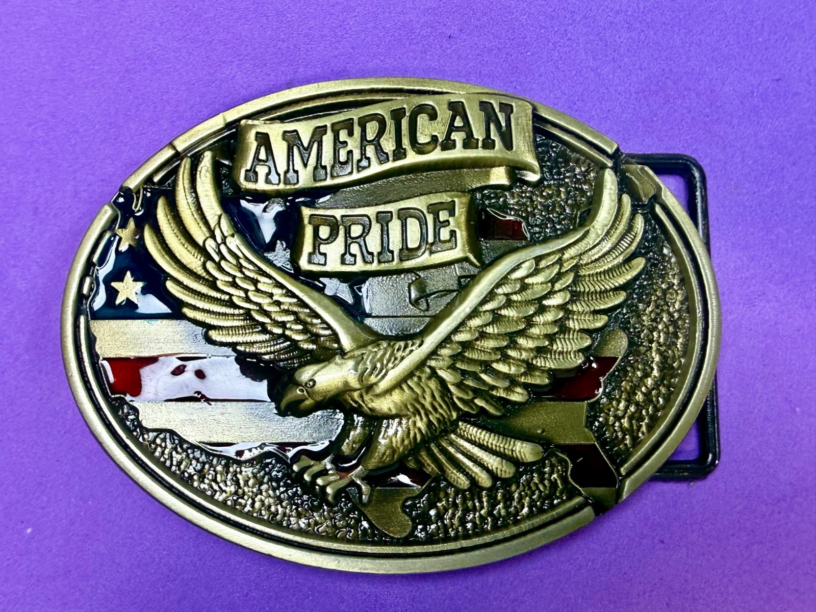 American Pride USA Bald Eagle Majestic Flying Hunting Country Flag Belt Buckle