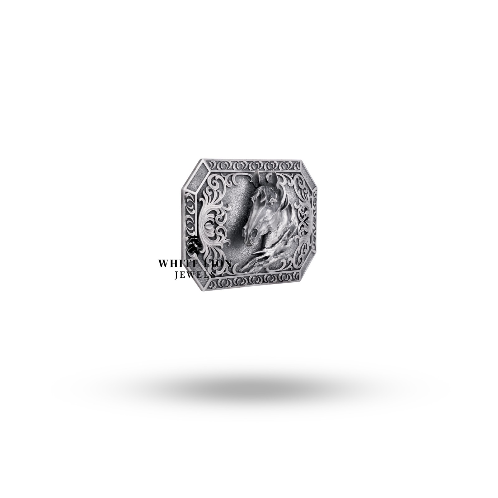 3D Horse Face Racing Jockey Polo Man Belt Buckle 925 Sterling Silver