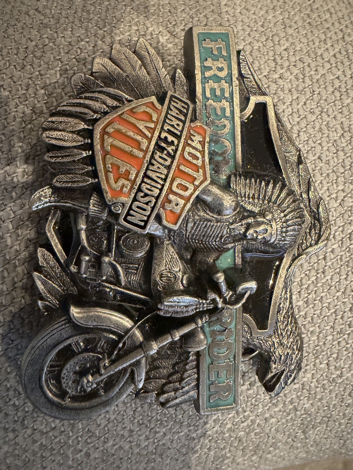 1993 Vtg Harley-Davidson Superglide Freedom Rider Belt Buckle Baron USA Chief