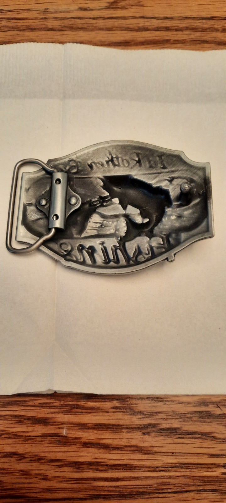 I’d Rather Be Fishing Fish Scene Metal Western Belt Buckle Silver 1.5 in
