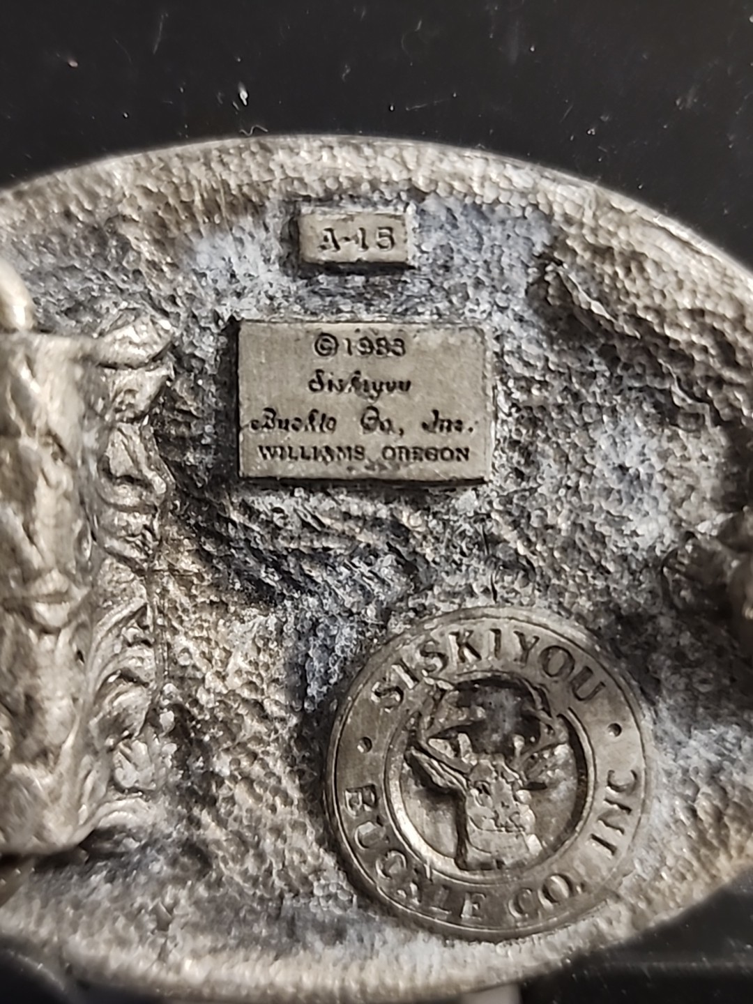 SISKIYOU Buckle Co USA 1983 A-15 Pewter Belt Buckle Mountain Eagle