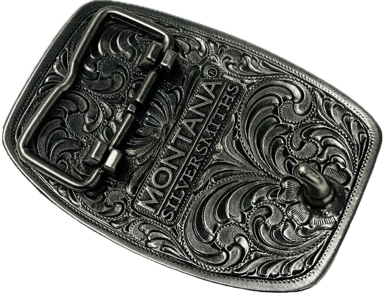 Montana Silversmiths Attitude Tri-Color Horse Rope Edge Western Belt Buckle