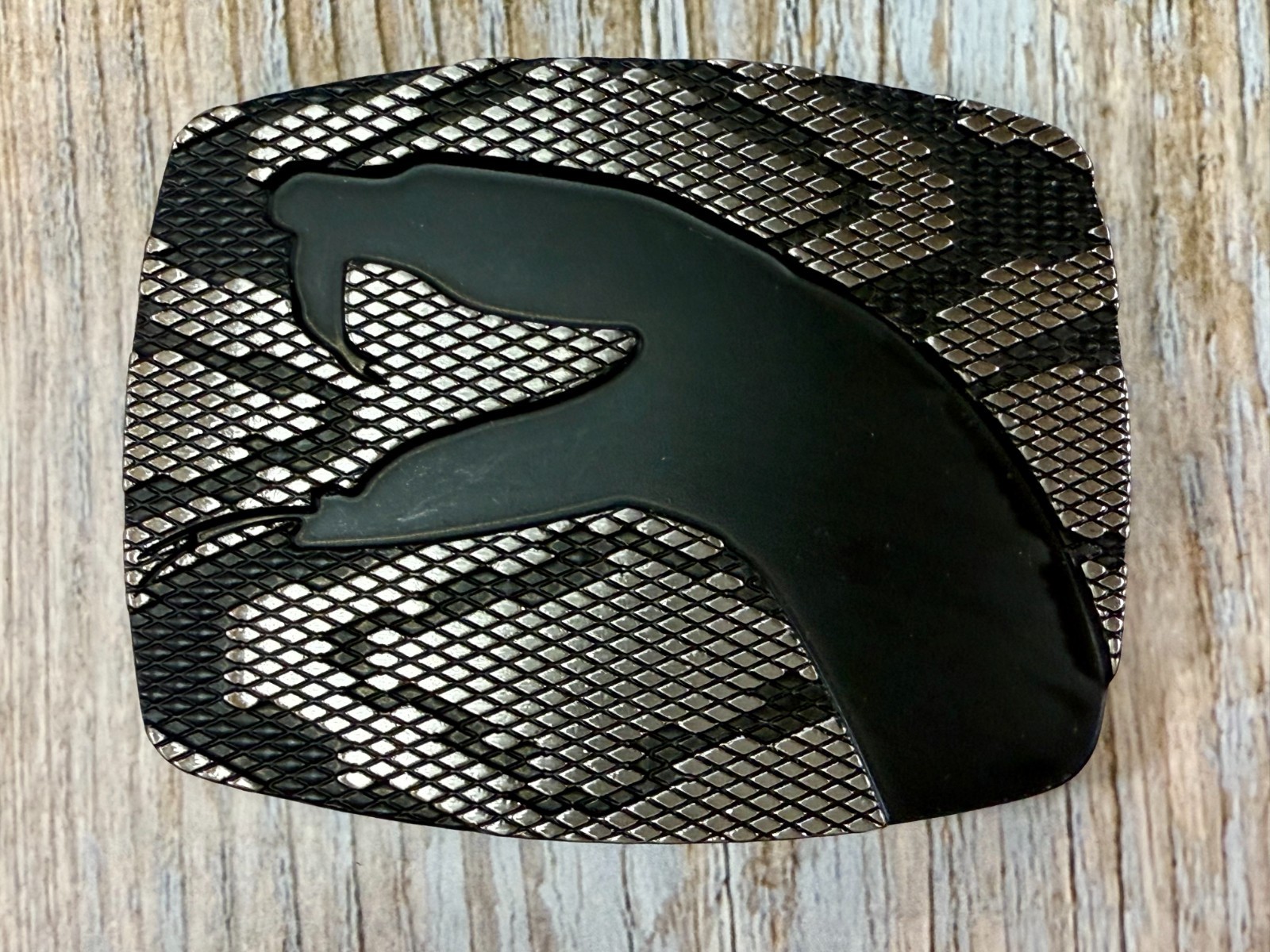 Snake Head On Snake Skin Pattern Chrome Brand Vintage Belt Buckle