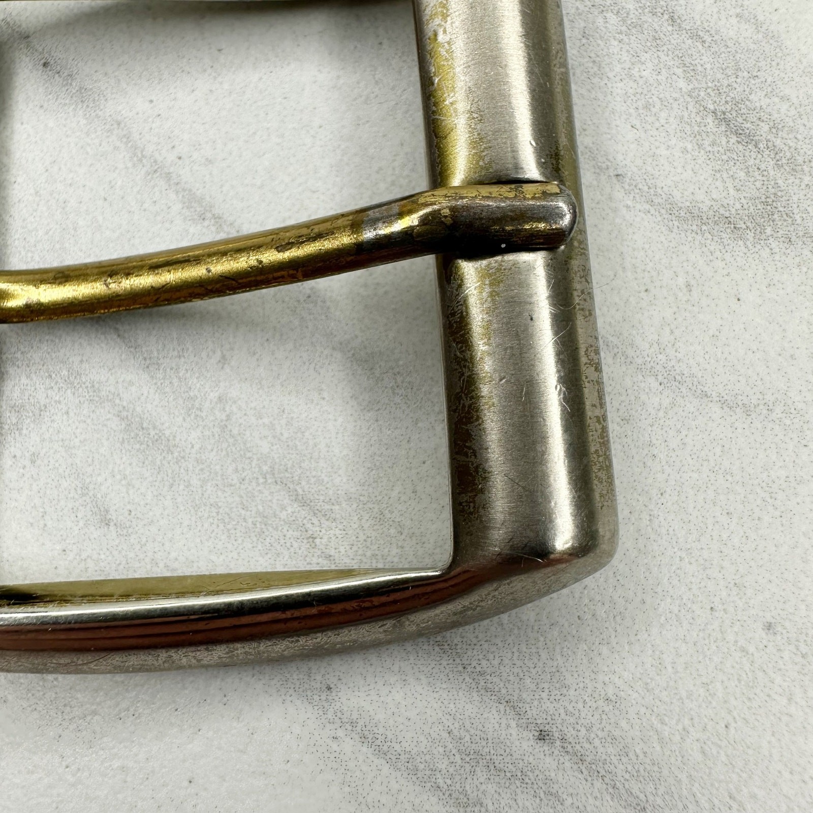 Vintage Silver Gold Tone Simple Rectangle Belt Buckle Fits 1.75&Prime; Belt