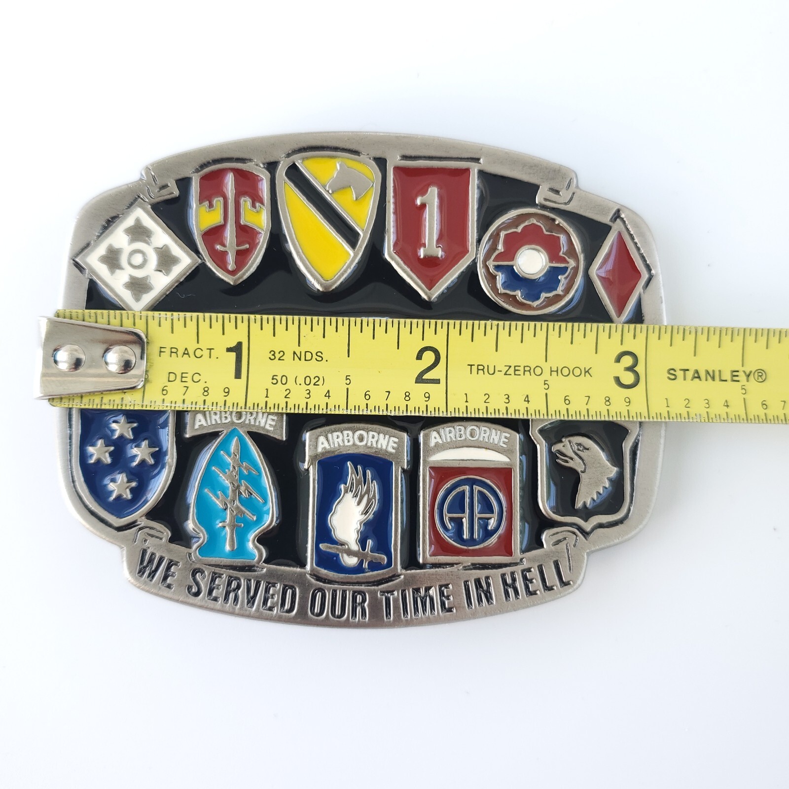 NEW Vietnam Veteran Enamel « We Served Our Time in Hell » Made in USA Belt Buckle