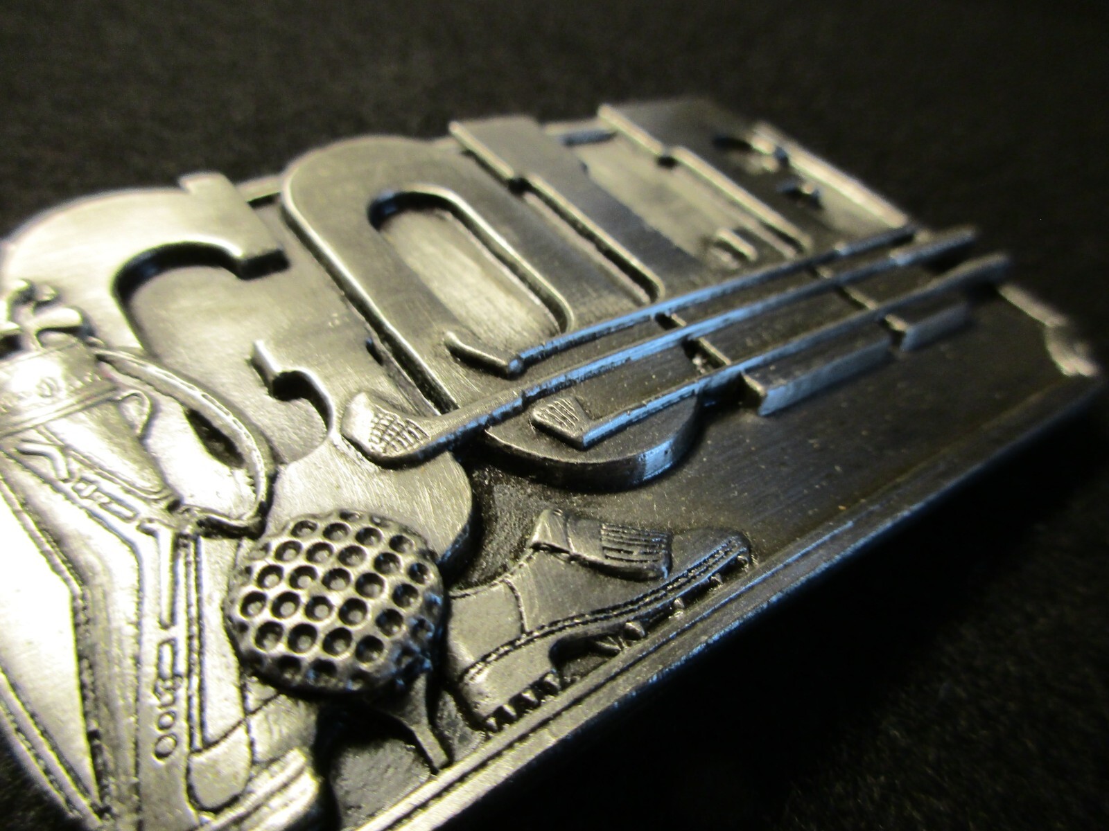 SOLID PEWTER BELT BUCKLE, « GOLF » 3-D DESIGN, SISKIYOU CO. MAN-1222*07061
