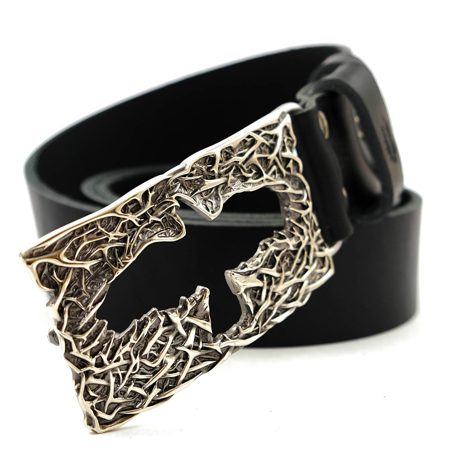 German silver belt buckle Crow, Handmade belt buckle, Mythical black bird buckle