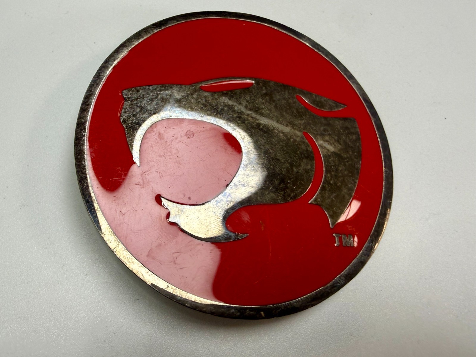 Thundercats Logo Red Silver Enamel Belt Buckle Warner Bros. Inc and Ted Wolf