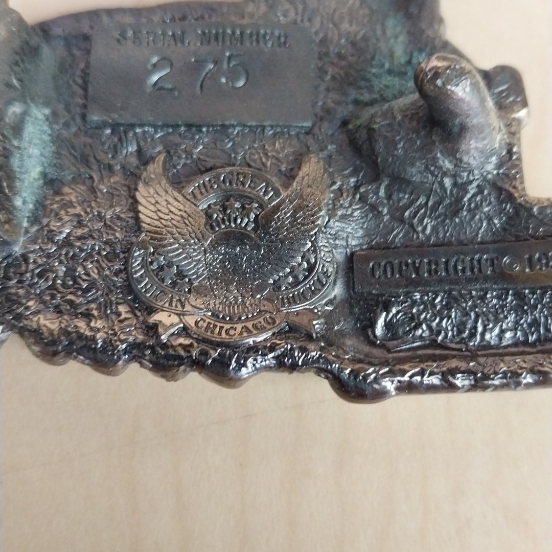 Train Engine Locomotive Belt Buckle Brass Great American Buckle Co Chicago 1981